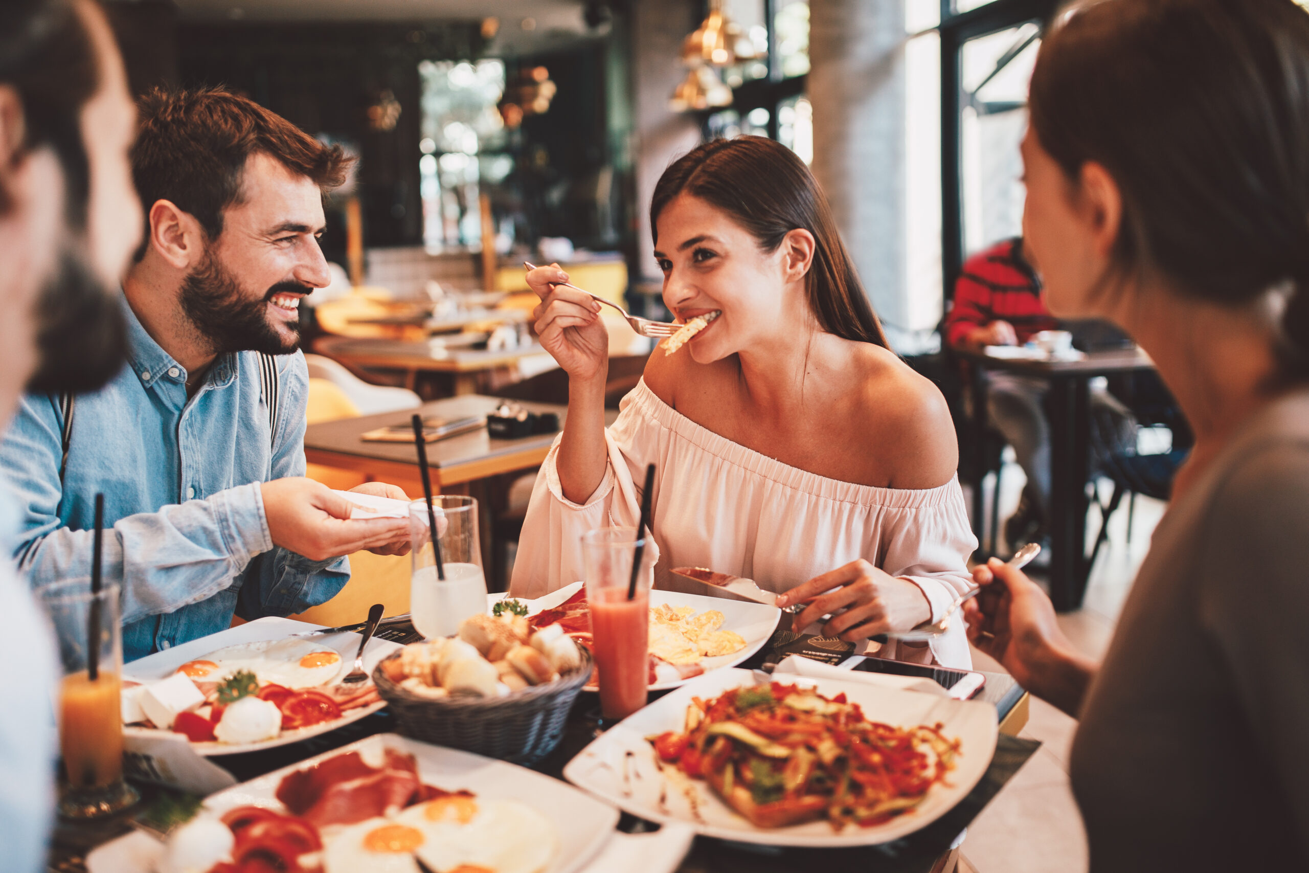 Friends eating